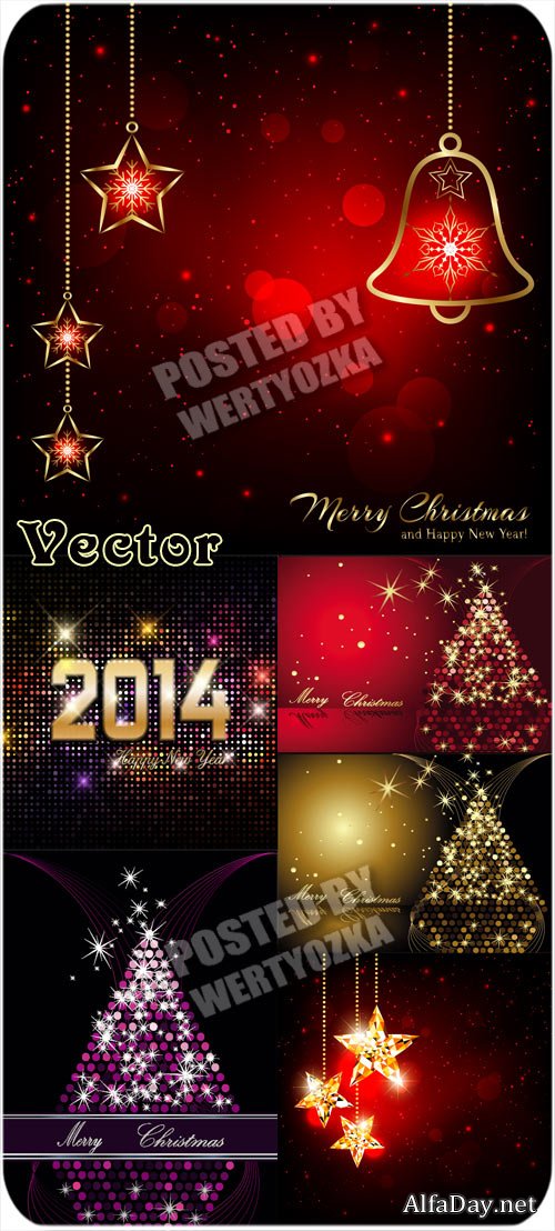 ���������� ���������� ���� / Sparkling new year trees - stock vector