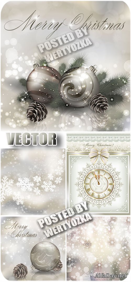 ����������� ����� ���, ������ ���� / Silver new year, winter backgrounds - stock vector