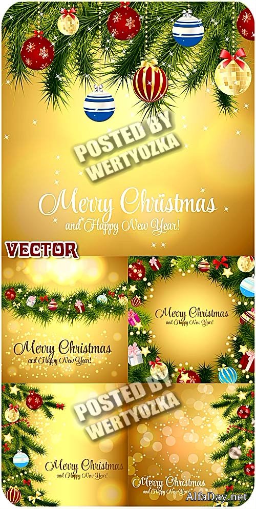 ������� ���������� ���� � ������� � ������ / Golden christmas background - vector stock