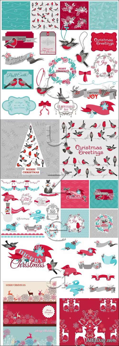 Merry christmas postcards vector stock 2014