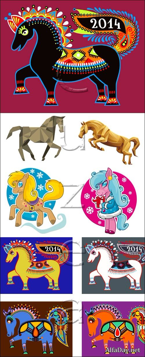 Horse 2014 - vector stock