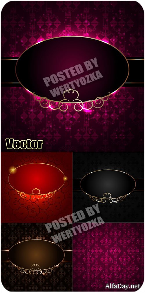 ������ ���� � ������� / Dark backgrounds with glow - stock vector