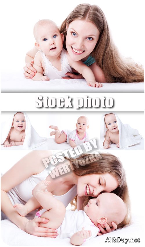 ������� ���� � �������� / Young mother with a child - stock photos