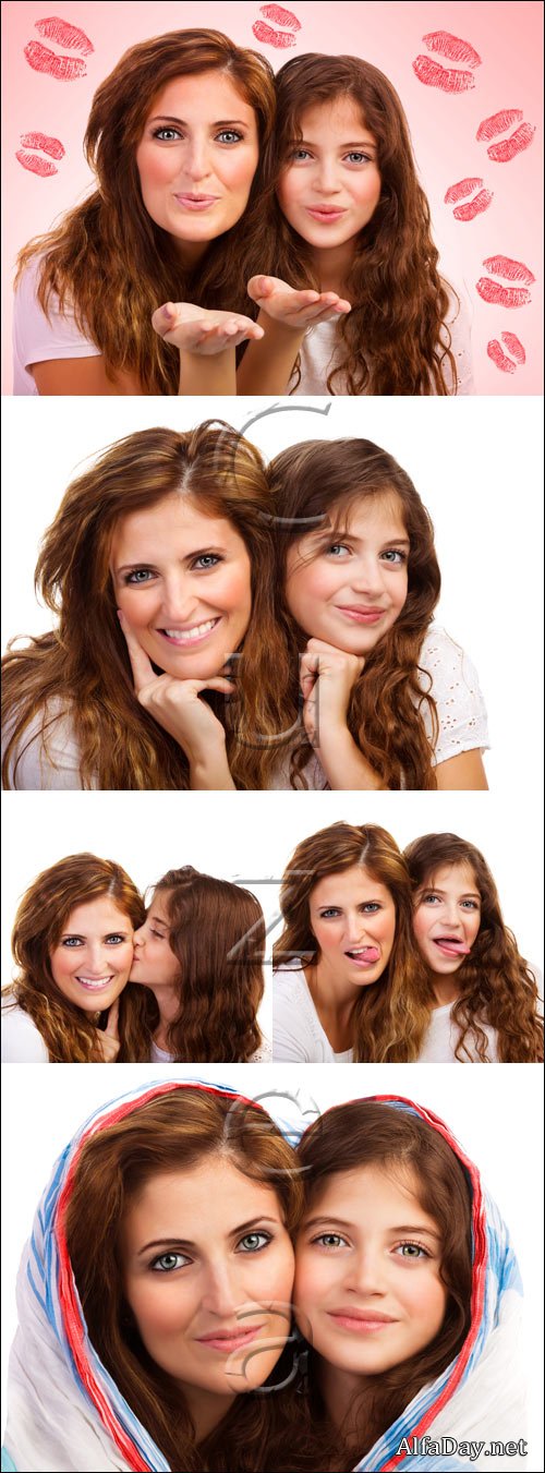 Mother and happy girl - stock photo