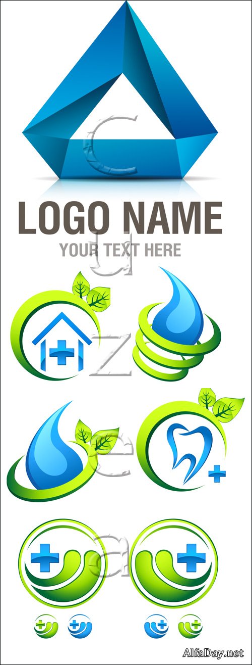 Logo with green elements - vector stock