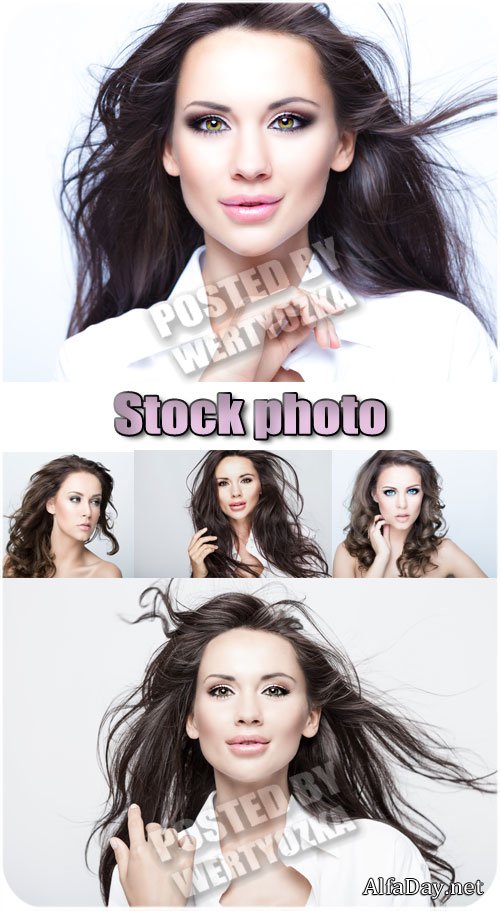 �������� ������� � �������� �������� / Beautiful girl with long hair - stock photo