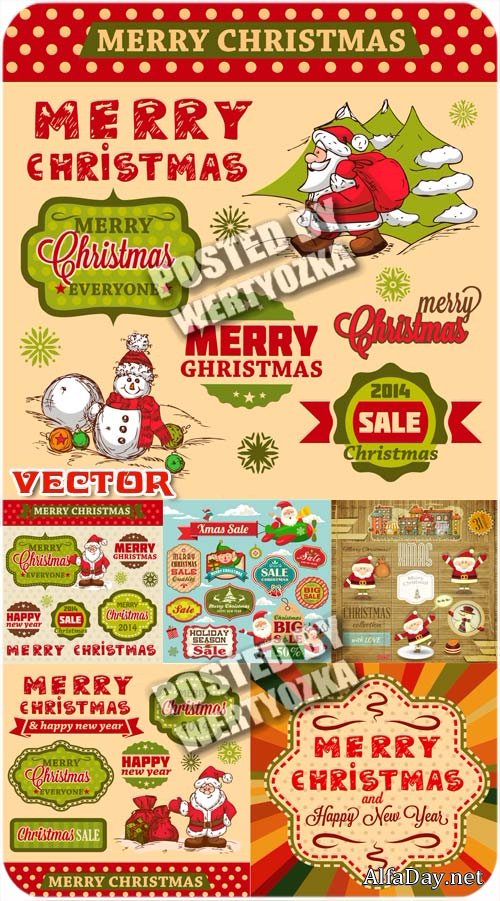 ���������� ��������, ���� / Christmas label background - stock vector