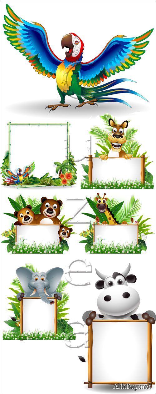 Vector animals with banners