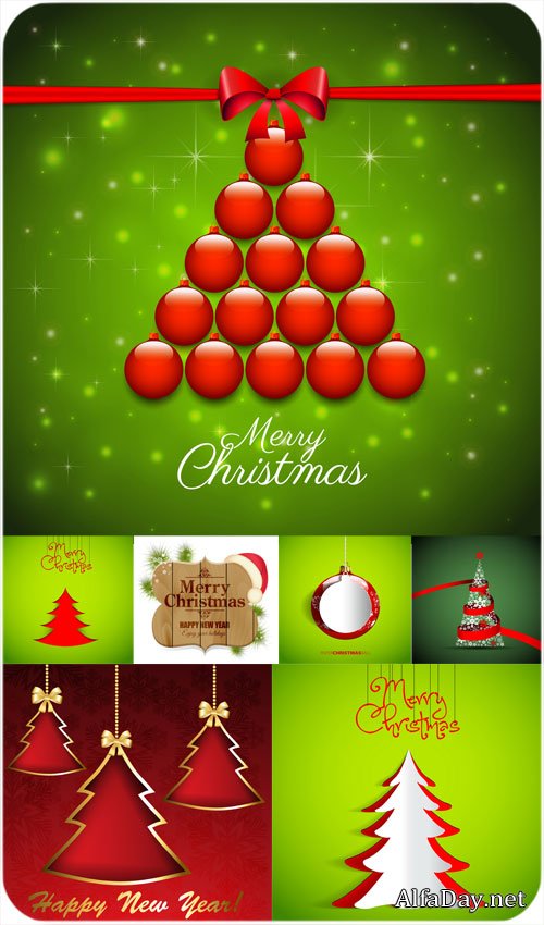 Christmas tree and balls - vector