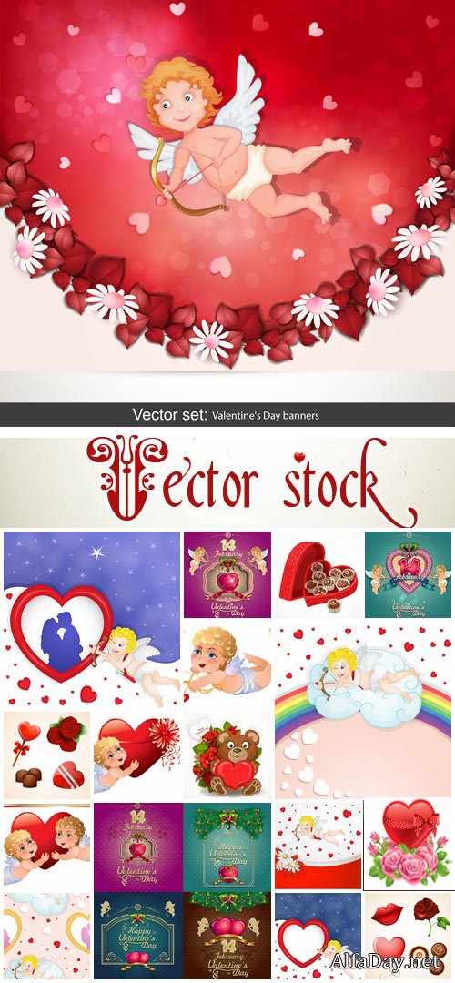 Vector collection for Valentines Day, 14 February, part 2