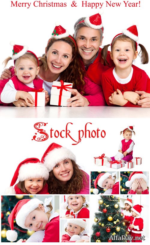 Happy family selebrating New Year - stock photo
