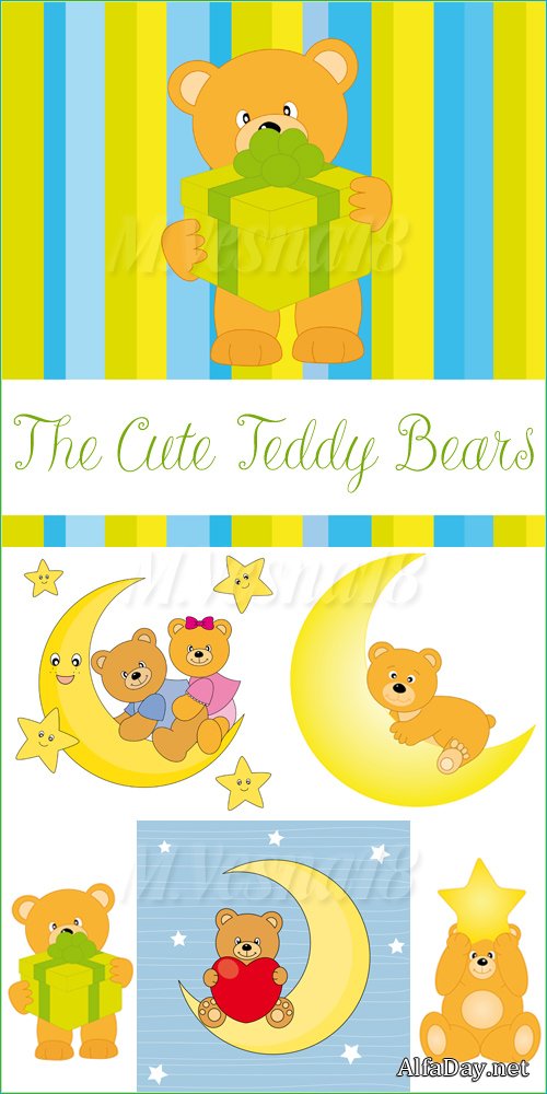 ����� �������� ���������, ��������� ������� / The Cute Teddy Bears, vector clipart