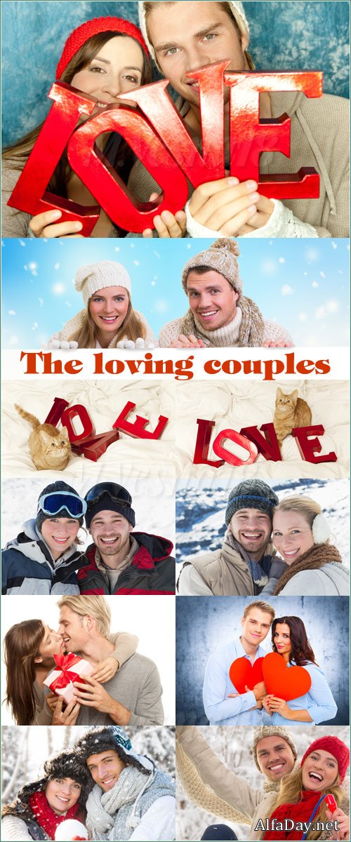 �������, ��������� ����, ��������� ������� / A young loving couple, raster clipart
