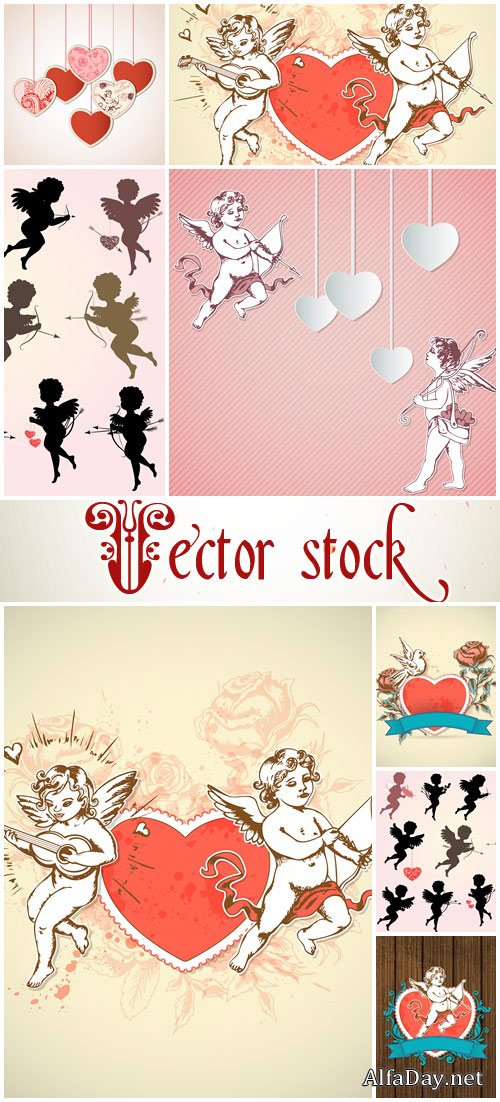 Angels for Valentines day, part 2 - vector stock