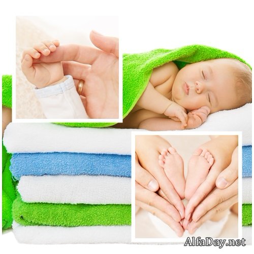 Small baby and mother hands, 9 - stock photo