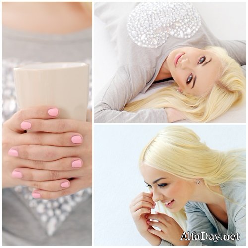 Gorgeous blonde with beautiful face - stock photo