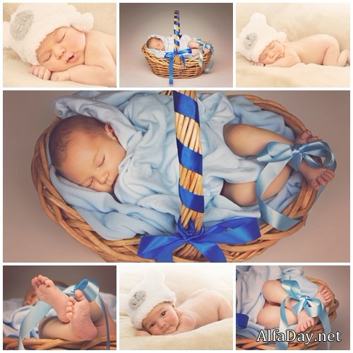 Sleeping newborn baby - stock photo