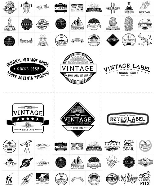 Retro labels, 26 - vector stock