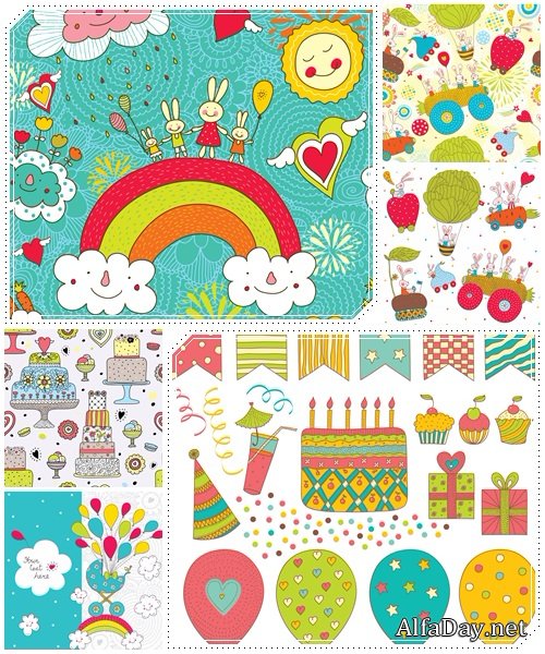 Happy birthday decoration and elements - vector stock