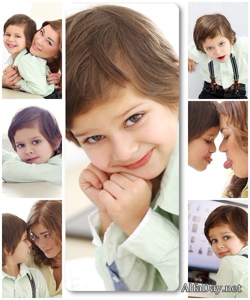 Adorable kid and mother - stock photo