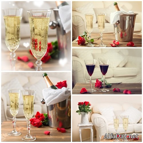 Valentines Day Champagne - stock photo