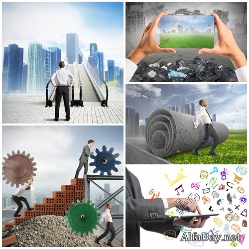 Business creative collage - stock photo
