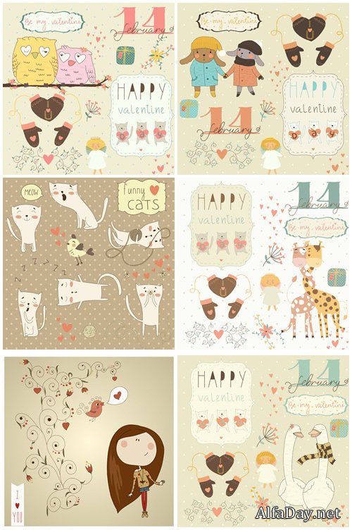 Vector collection for Valentines Day, 14 February, part 37