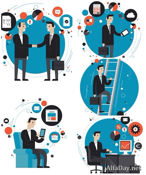 Businessman in the office flat illustration - vector stock