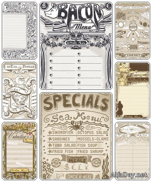 Vintage menu and inscription - vector stock
