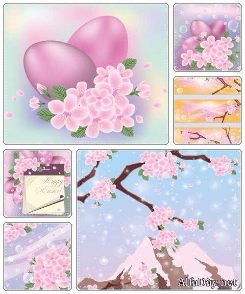 Set of spring and easter elements, 4  - vector stock