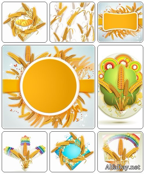 Wheat ears with bread - vector stock