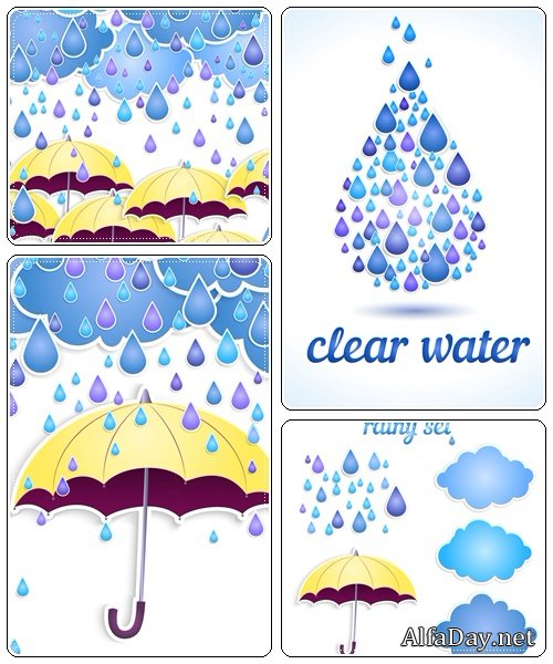 Vector umbrella and rain drops  - vector stock