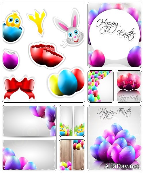 Set of spring and easter elements, 11  - vector stock