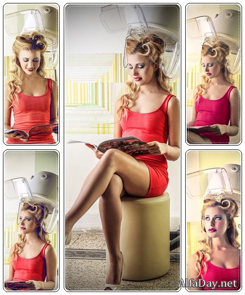 Woman hairstyle time - stock photo