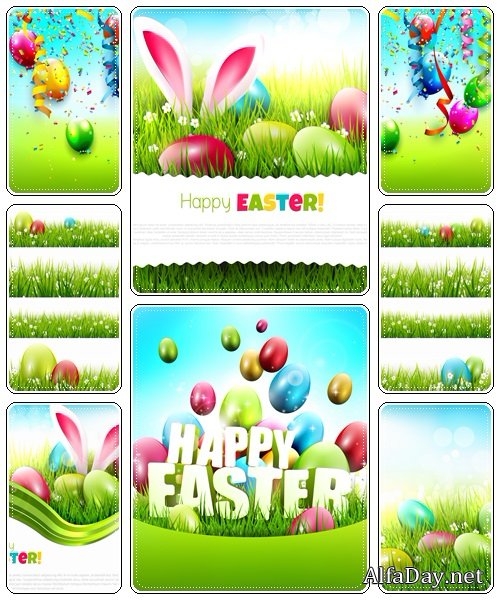 Set of spring and easter elements, 8  - vector stock