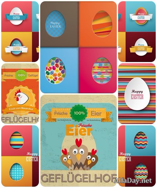 Set of spring and easter elements, 14  - vector stock