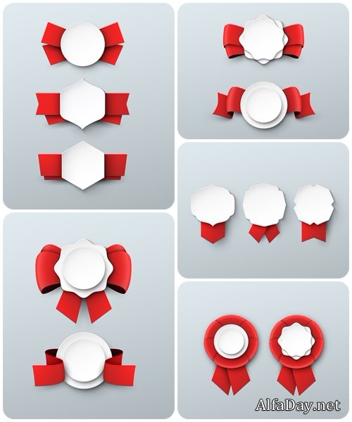 Stickers with red ribbon  - vector stock