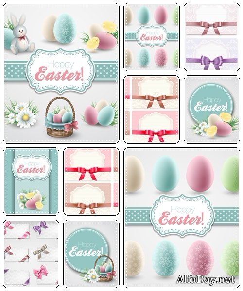 Set of spring and easter elements, 18  - vector stock