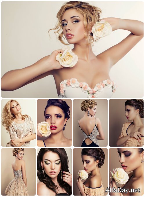 �������� � �������� ������� � ������� - ���� ���� / Beautiful and stylish girl with flowers