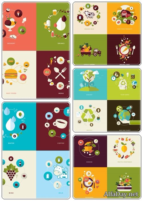 Set of flat design concept icons - vector stock