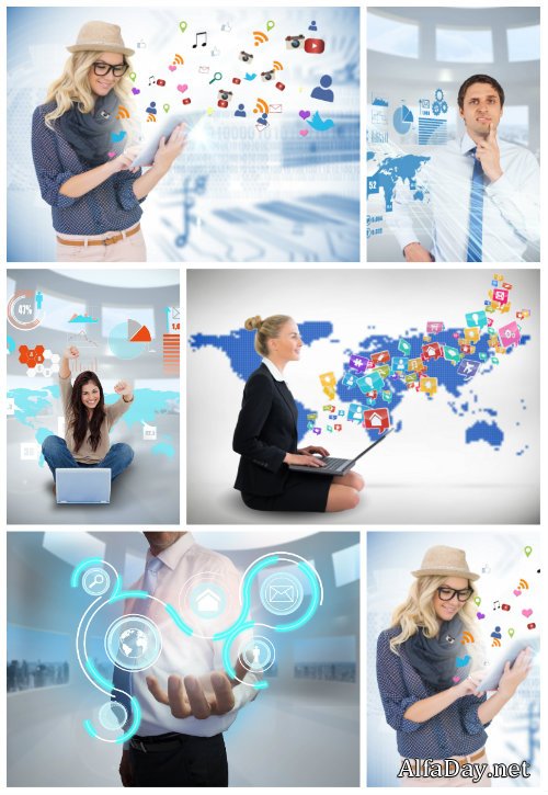���� � ����������� ���������� / People and modern technology - Stock photo