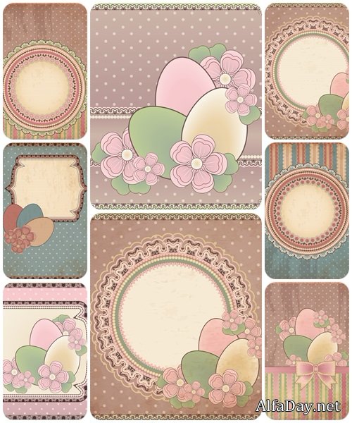 Old paper with easter eggs and flowers  - vector stock