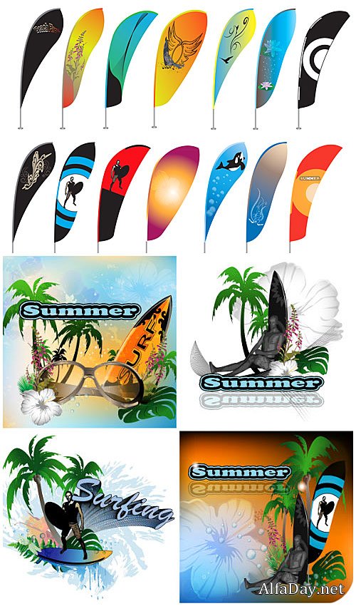 �������, ����, ������� ������ / Surfing, summer, sea vector