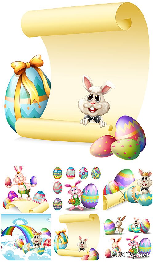 �������� ���������� ������ � ������� / Funny Easter bunny vector