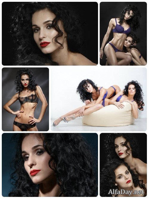 ������� � ���������� �������� / Girls with wavy hair - Stock Photo