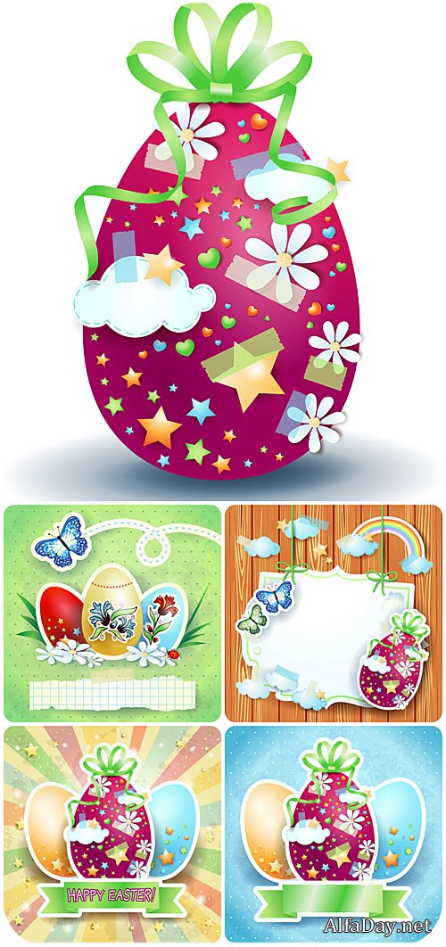 ���������� ��������� �����, ���������� ���� / Vector set of Easter, Easter eggs 