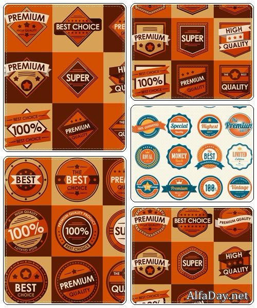 Set of retro vintage badges and labels. Flat Style - vector stock