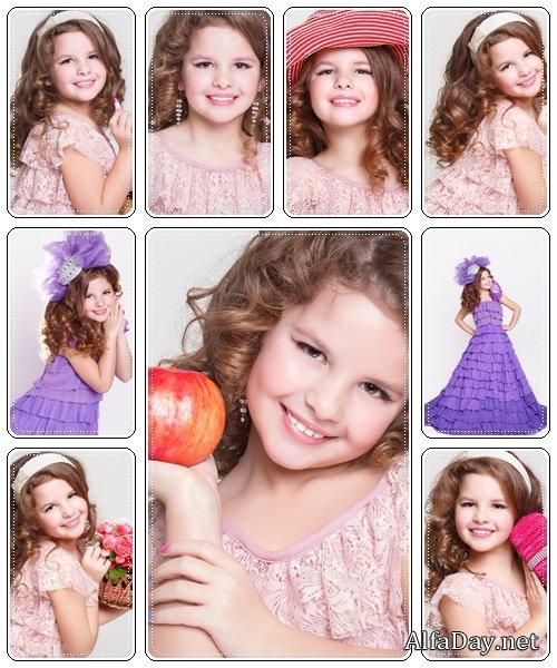 Glamour little girl in fashion dress - stock photo