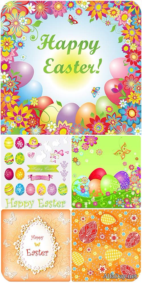 �������� ���������� ������ � ����������� ������ � ������� / Beautiful vector Easter