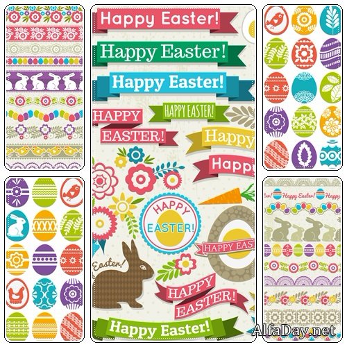 Easter vintage elements, 30  - vector stock